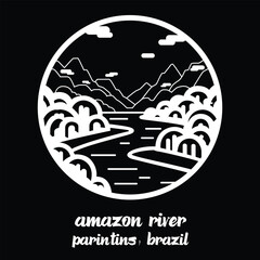 Circle Icon Amazon River. Vector illustration
