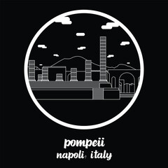 Circle Icon Pompeii. Vector illustration