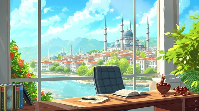 dynamic water surface, sunny day, sunlight, ripples, waves, water, lake, river, sunny atmosphere, aquatic, nature, outdo Seamless looping 4k time-lapse virtual video animation background. Generated AI