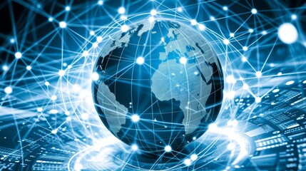 Obraz premium Global network connection background,world map, global business concept