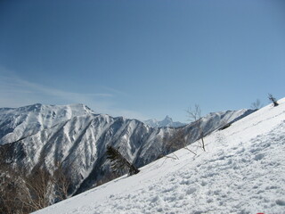 燕岳に向かう登山道からの景色