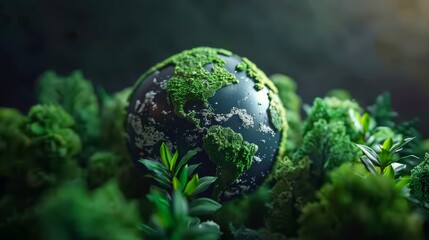 Obraz na płótnie Canvas Globe with green energy and eco-friendly earth concept