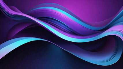 A breathtaking composition of a purple and blue abstract background with curved lines serves as the backdrop for a sleek, futuristic object and the smooth 3D illustration vibrant color light wave