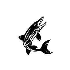 Northern Pike Fishing Vector Logo
