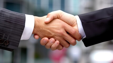 A firm handshake captures the trust and excitement between two business leaders as they celebrate securing a significant round of venture capital funding for their rapidly - obrazy, fototapety, plakaty