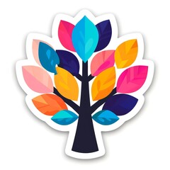 Colorful cartoon pop-art style tree with minimal details