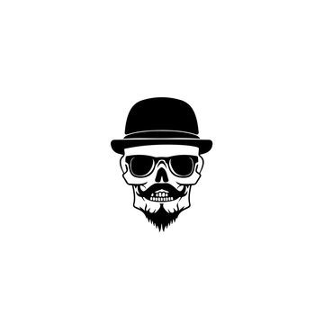 Skull Hipster Vector Logo