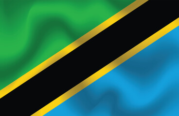 Flat Illustration of Tanzania national flag. Tanzania flag design. Tanzania Wave flag.
