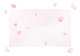 手描き水彩風の花びらが舞い散る桜　フレーム