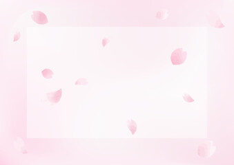 手描き水彩風の花びらが舞い散る桜　フレーム