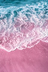 A vibrant background depicting a pink, blue, and purple beach from a breathtaking top view, capturing the essence of coastal serenity