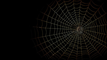 Fototapeta premium Bright spider web on dark black background