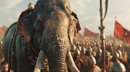 The size and power of the Mauryan war elephants make them a formidable force to be reckoned with. - obrazy, fototapety, plakaty
