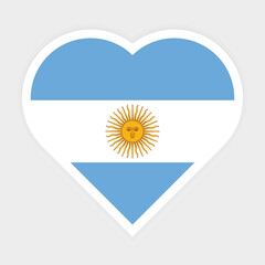 Flat Illustration of Argentina national flag. Argentina flag in Heart shape. Vector Argentina flag in Heart.
