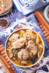 China Sichuan traditional cuisine -  Boiled fish with pickled mustard 