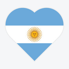 Flat Illustration of Argentina national flag. Argentina flag in Heart shape. Vector Argentina flag in Heart.
