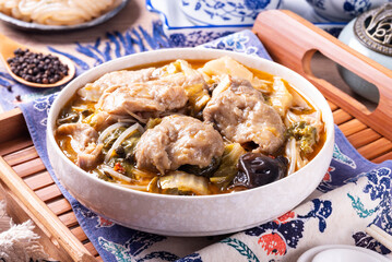 China Sichuan traditional cuisine -  Boiled fish with pickled mustard 