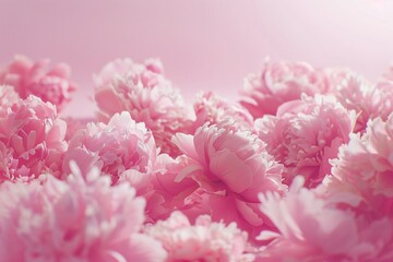 Obraz premium Tender peonies on pink background with copy space.