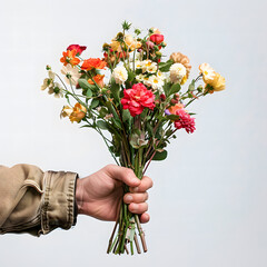 A Man Holding Bouquet