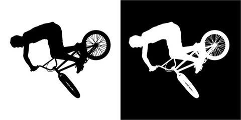 black and white illustration of a person bmx 