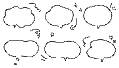 Fototapeta premium 手書きの吹き出しセット、フレーム、漫画風フレーム