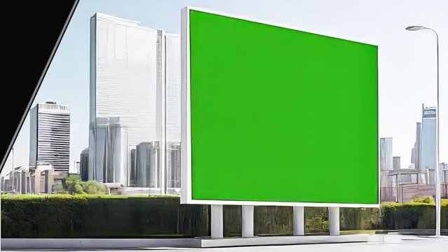 Billboard with the green layer, an intro with black screen transition, video editing animation