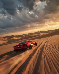 Fototapeta na wymiar Fast Cars in Dubai in the desert