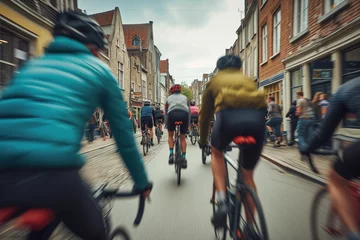 Foto op Aluminium group cycling tourist meandering through charming small towns © Kamonwan