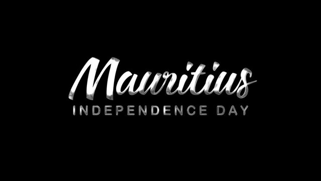 Mauritius Independence Day Text Animation on Silver Color. Great for Mauritius Independence Day Celebrations, for banner, social media feed wallpaper stories.
