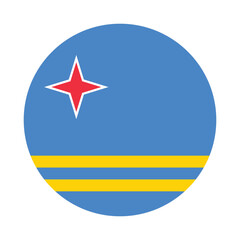 Aruba national flag vector icon design. Aruba circle flag. Round of Aruba flag.
