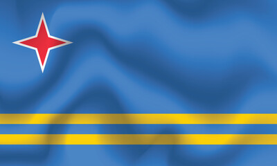 Flat Illustration of Aruba flag. Aruba nation flag design. Aruba wave flag.
