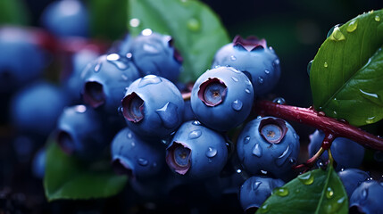 Naklejka premium Detailed close-up of ripe blueberries