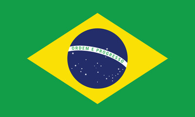 Fototapeta premium Flat Illustration of Brazil flag. Brazil national flag design. 