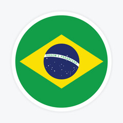 Fototapeta premium Flat Illustration of Brazil national flag. Brazil circle flag. Round of Brazil flag. 