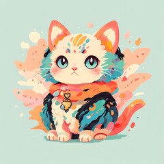 color pop art of cat