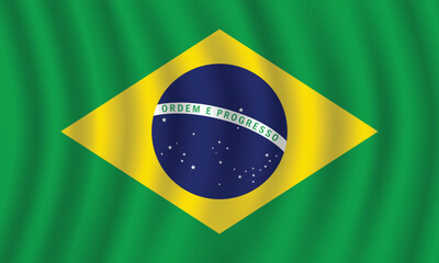 Flat Illustration of Brazil flag. Brazil national flag design. Brazil wave flag.

