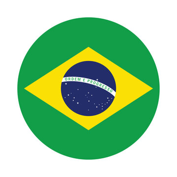 Flat Illustration of Brazil national flag. Brazil circle flag. Round of Brazil flag.
