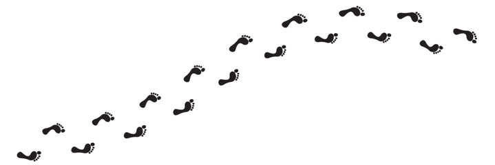 Step footprints paths. footstep prints and shoe steps . shoe tread footprints vector illustration isolated on white background. Editable vector illustration.