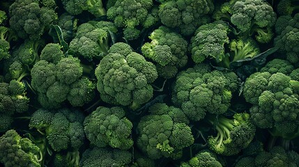 Broccoli on wooden table. Rustic tabletop with broccoli. Top view