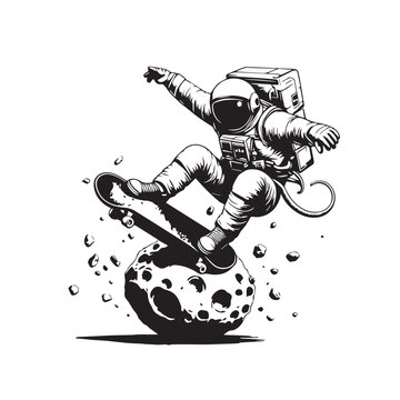astronout vector black and white