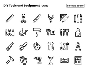 DIY Tools and Equipment Icon Set