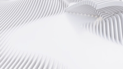 Abstract Curved Shapes. White Circular Background.