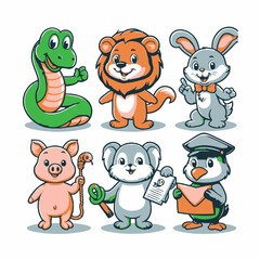 set of cartoon animals