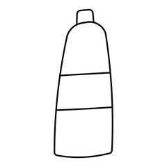 Linear element bottle for liquid. Plastic glass. Water balance. Healthy lifestyle. Reusable. Eco-friendly bio. Hand drawn vector illustration. Logo element icon object line doodle coloring