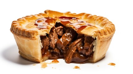 Steak and Kidney Pie isolated on a white background