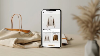 Fashion online shopping list and free shipping through mobile app marketplace. - obrazy, fototapety, plakaty