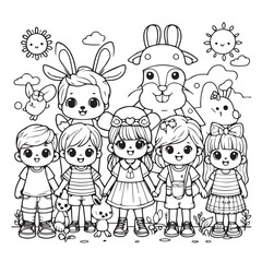 children and flowers