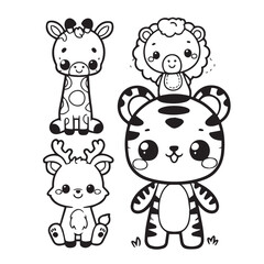 set of cartoon animals