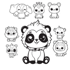 set of funny animals