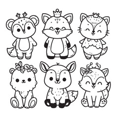 set of funny animals